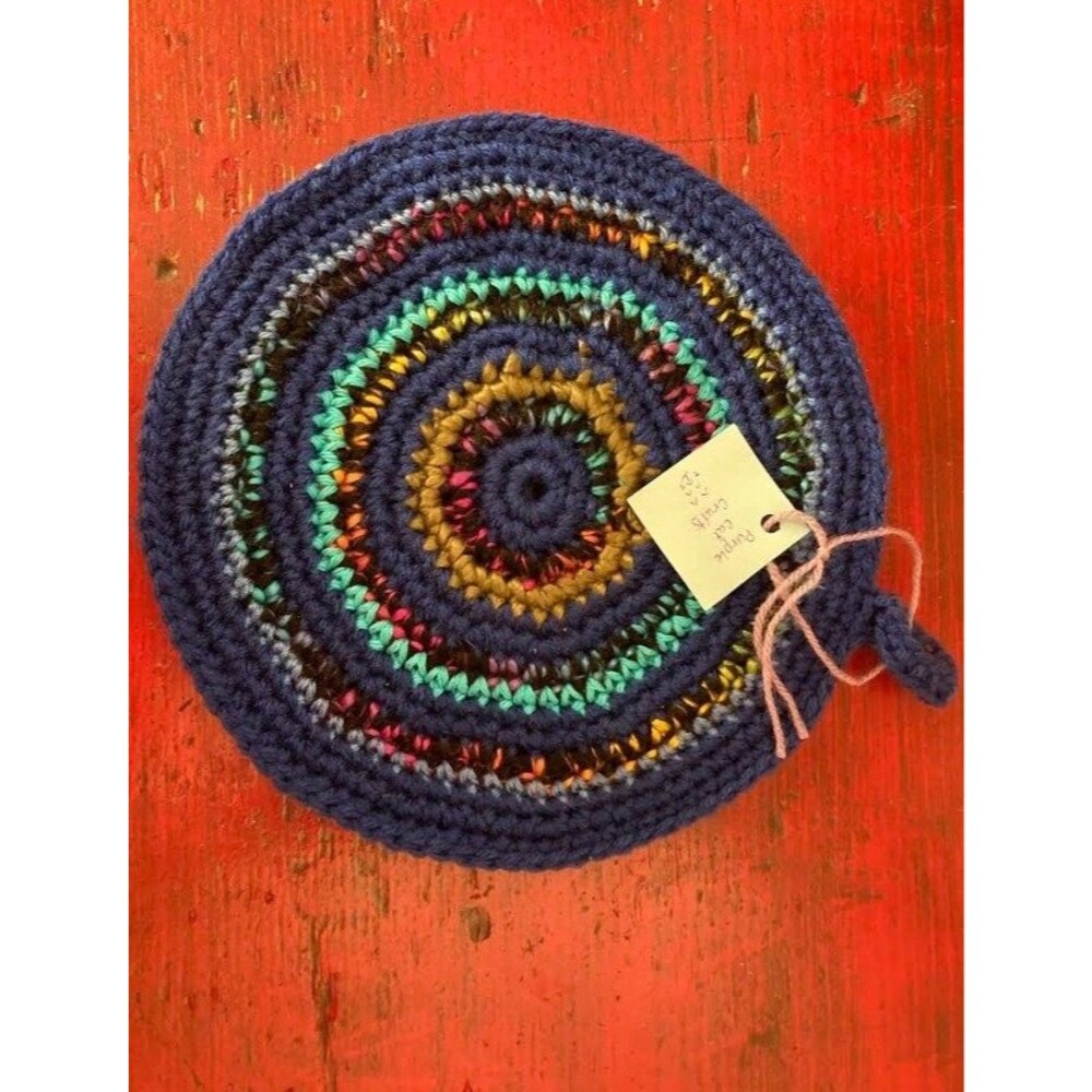 PURPLE CAT CRAFTS Handmade Crocheted Trivet Potholder Hot Pad Fall Halloween